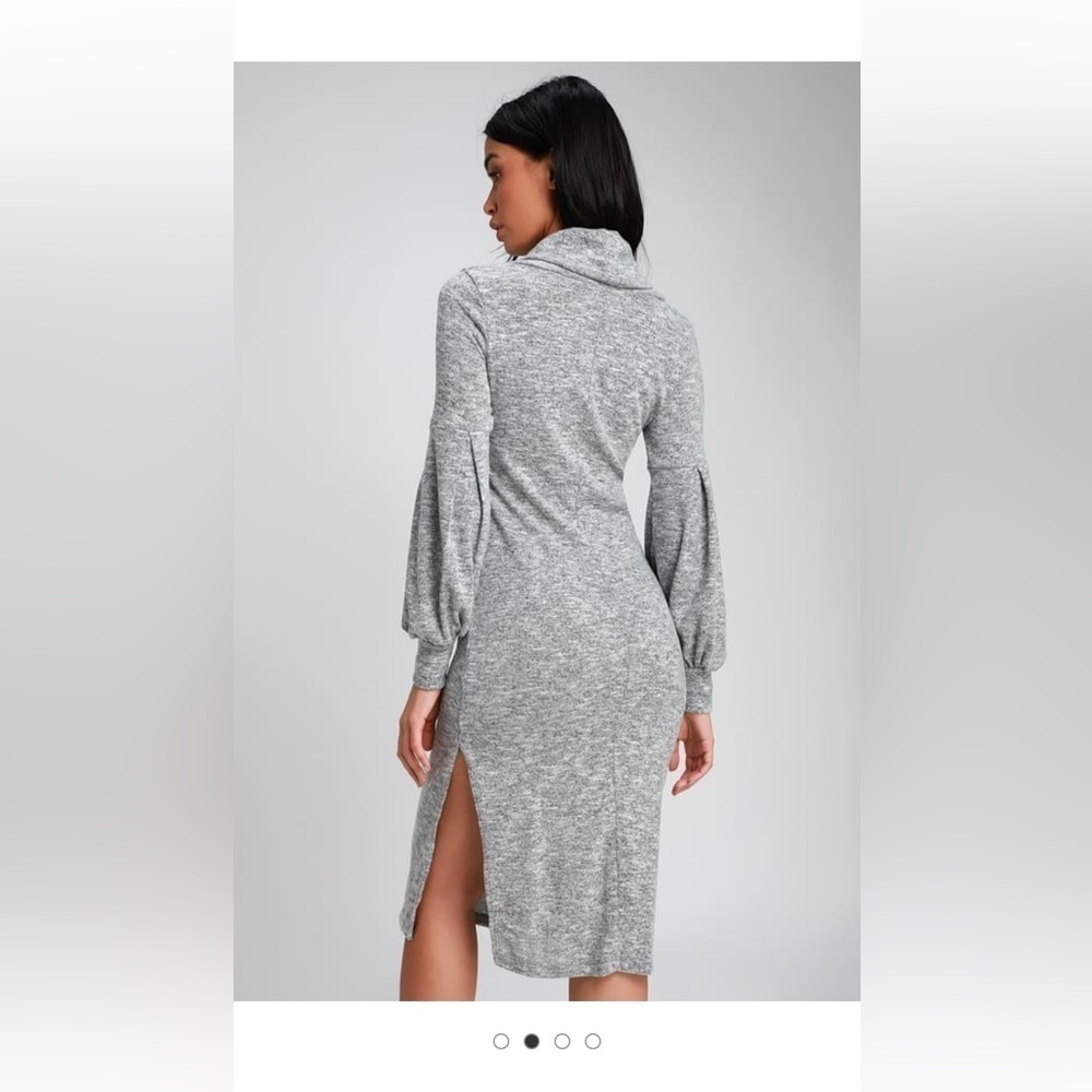 Lulus Mattea Heathered Grey Cowl Neck Midi Sweater Dress women's XS - Picture 13 of 13